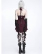 Devil Fashion Red Plaid Gothic Halter Sleeveless Back Zip Ruffle Mini Dress