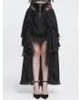Devil Fashion Black Vintage Gothic Rose Layered Ruffle High-Low Skirt