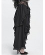 Devil Fashion Black Vintage Gothic Rose Layered Ruffle High-Low Skirt