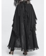 Devil Fashion Black Vintage Gothic Rose Layered Ruffle High-Low Skirt