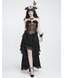 Devil Fashion Black Vintage Gothic Rose Layered Ruffle High-Low Skirt