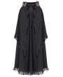 Devil Fashion Black Vintage Gothic Rose Layered Ruffle High-Low Skirt