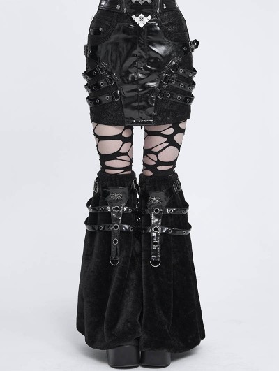 Devil Fashion Black Gothic Punk Faux Leather Bodycon Mini Skirt