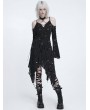 Devil Fashion Black Gothic Punk Irregular Ripped Off-the-Shoulder Dress