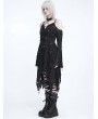 Devil Fashion Black Gothic Punk Irregular Ripped Off-the-Shoulder Dress