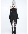 Devil Fashion Black Gothic Punk Irregular Ripped Off-the-Shoulder Dress