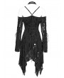 Devil Fashion Black Gothic Punk Irregular Ripped Off-the-Shoulder Dress