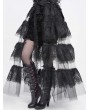 Devil Fashion Black Gothic Floral Lace Layered Mesh Long Apron Skirt