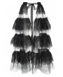 Devil Fashion Black Gothic Floral Lace Layered Mesh Long Apron Skirt