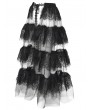 Devil Fashion Black Gothic Floral Lace Layered Mesh Long Apron Skirt