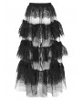 Devil Fashion Black Gothic Floral Lace Layered Mesh Long Apron Skirt