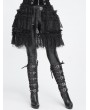 Devil Fashion Black Gothic Beaded Ruffle Lace Short Apron Skirt