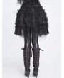Devil Fashion Black Gothic Beaded Ruffle Lace Short Apron Skirt