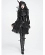 Devil Fashion Black Gothic Beaded Ruffle Lace Short Apron Skirt