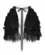 Devil Fashion Black Gothic Beaded Ruffle Lace Short Apron Skirt
