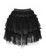 Devil Fashion Black Gothic Beaded Ruffle Lace Short Apron Skirt