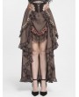 Devil Fashion Brown Vintage Gothic Rose Layered Ruffle High-Low Skirt