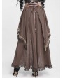 Devil Fashion Brown Vintage Gothic Rose Layered Ruffle High-Low Skirt
