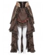 Devil Fashion Brown Vintage Gothic Rose Layered Ruffle High-Low Skirt