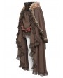 Devil Fashion Brown Vintage Gothic Rose Layered Ruffle High-Low Skirt