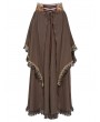 Devil Fashion Brown Vintage Gothic Rose Layered Ruffle High-Low Skirt