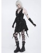 Devil Fashion Black Gothic Halter Sleeveless Back Zip Ruffle Mini Dress