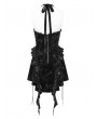 Devil Fashion Black Gothic Halter Sleeveless Back Zip Ruffle Mini Dress