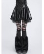 Devil Fashion Black Gothic Punk Corset Leather Mesh Ruffle Mini Skirt