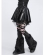 Devil Fashion Black Gothic Punk Corset Leather Mesh Ruffle Mini Skirt