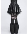 Devil Fashion Black Gothic Punk Corset Leather Mesh Ruffle Mini Skirt