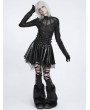 Devil Fashion Black Gothic Punk Corset Leather Mesh Ruffle Mini Skirt
