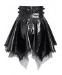 Devil Fashion Black Gothic Punk Corset Leather Mesh Ruffle Mini Skirt