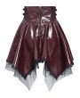 Devil Fashion Wine Red Gothic Punk Corset Leather Mesh Ruffle Mini Skirt