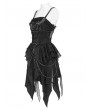 Devil Fashion Black Gothic Skeleton Hand Lace Ruffle Strap Tube Dress