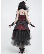 Devil Fashion Black and Red Gothic Skeleton Hand Lace Ruffle Strap Tube Dress