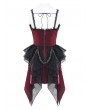 Devil Fashion Black and Red Gothic Skeleton Hand Lace Ruffle Strap Tube Dress
