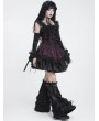 Devil Fashion Black and Red Gothic Beaded Frill Sequined Feather Short Dress