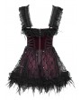 Devil Fashion Black and Red Gothic Beaded Frill Sequined Feather Short Dress