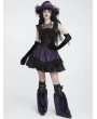 Devil Fashion Black and Purple Gothic Beaded Frill Sequined Feather Short Dress