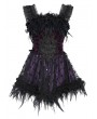 Devil Fashion Black and Purple Gothic Beaded Frill Sequined Feather Short Dress