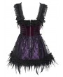 Devil Fashion Black and Purple Gothic Beaded Frill Sequined Feather Short Dress