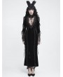 Devil Fashion Black Gothic Lace Patchwork Velvet Mermaid Maxi Dress