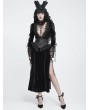 Devil Fashion Black Gothic Lace Patchwork Velvet Mermaid Maxi Dress
