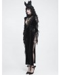 Devil Fashion Black Gothic Lace Patchwork Velvet Mermaid Maxi Dress