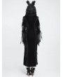 Devil Fashion Black Gothic Lace Patchwork Velvet Mermaid Maxi Dress