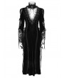 Devil Fashion Black Gothic Lace Patchwork Velvet Mermaid Maxi Dress