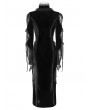 Devil Fashion Black Gothic Lace Patchwork Velvet Mermaid Maxi Dress