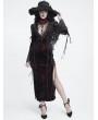 Devil Fashion Black and Red Gothic Lace Patchwork Velvet Mermaid Maxi Dress