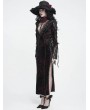 Devil Fashion Black and Red Gothic Lace Patchwork Velvet Mermaid Maxi Dress