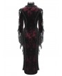Devil Fashion Black and Red Gothic Lace Patchwork Velvet Mermaid Maxi Dress